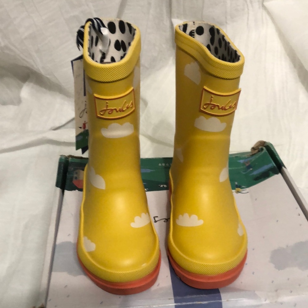 Joules Yellow Kids Rain Boots Size 9 NWT